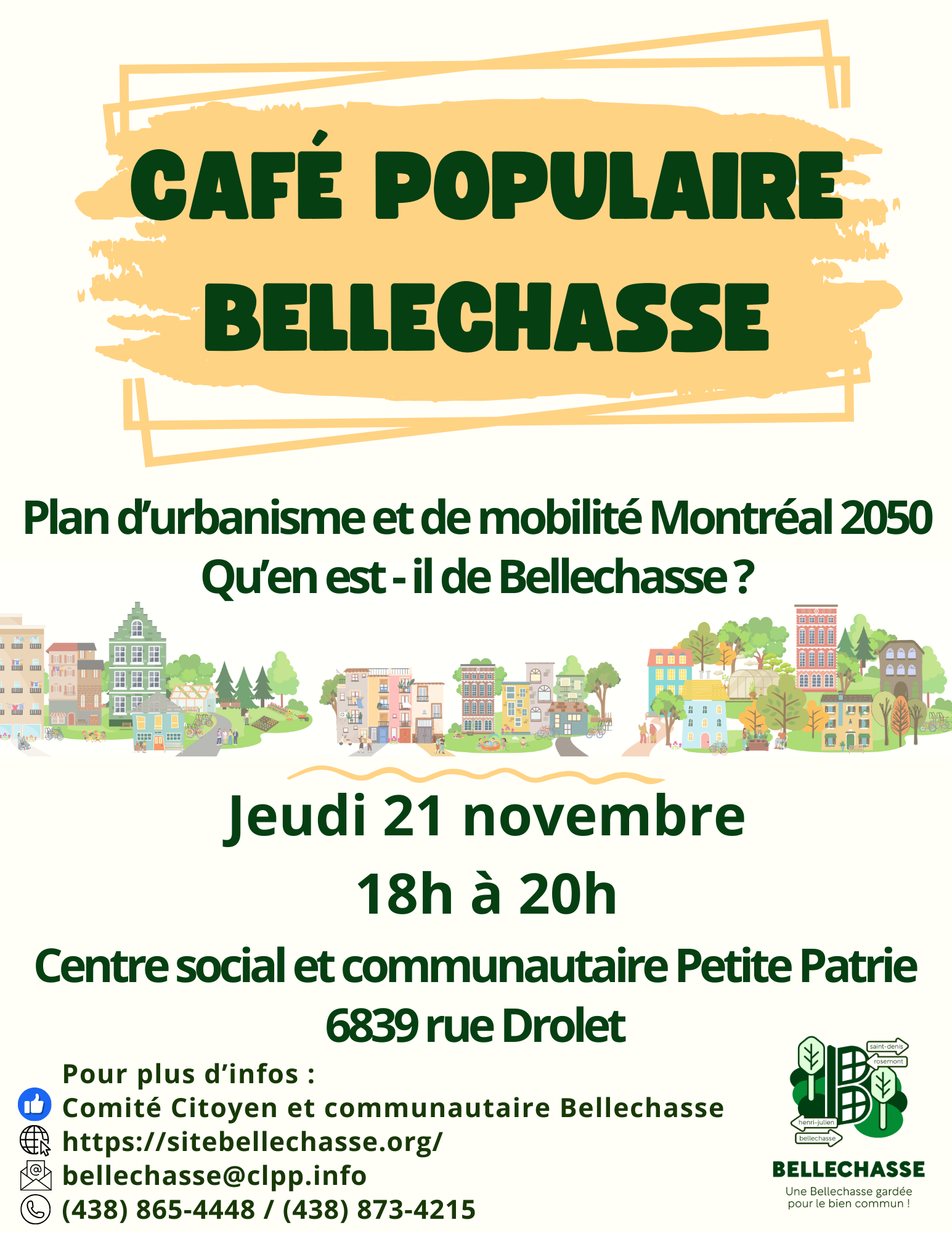 Café populaire du 21 novembre! Bellechasse et le plan d’urbanisme et de mobilité Montréal 2050